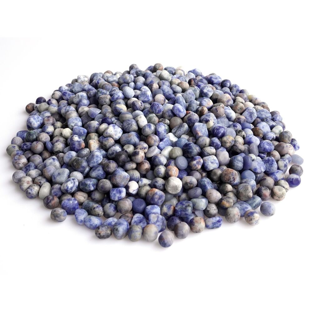 7996 3Lb Natural Blue Sodalite Tumbled Stones - Bulk Polished Crystals